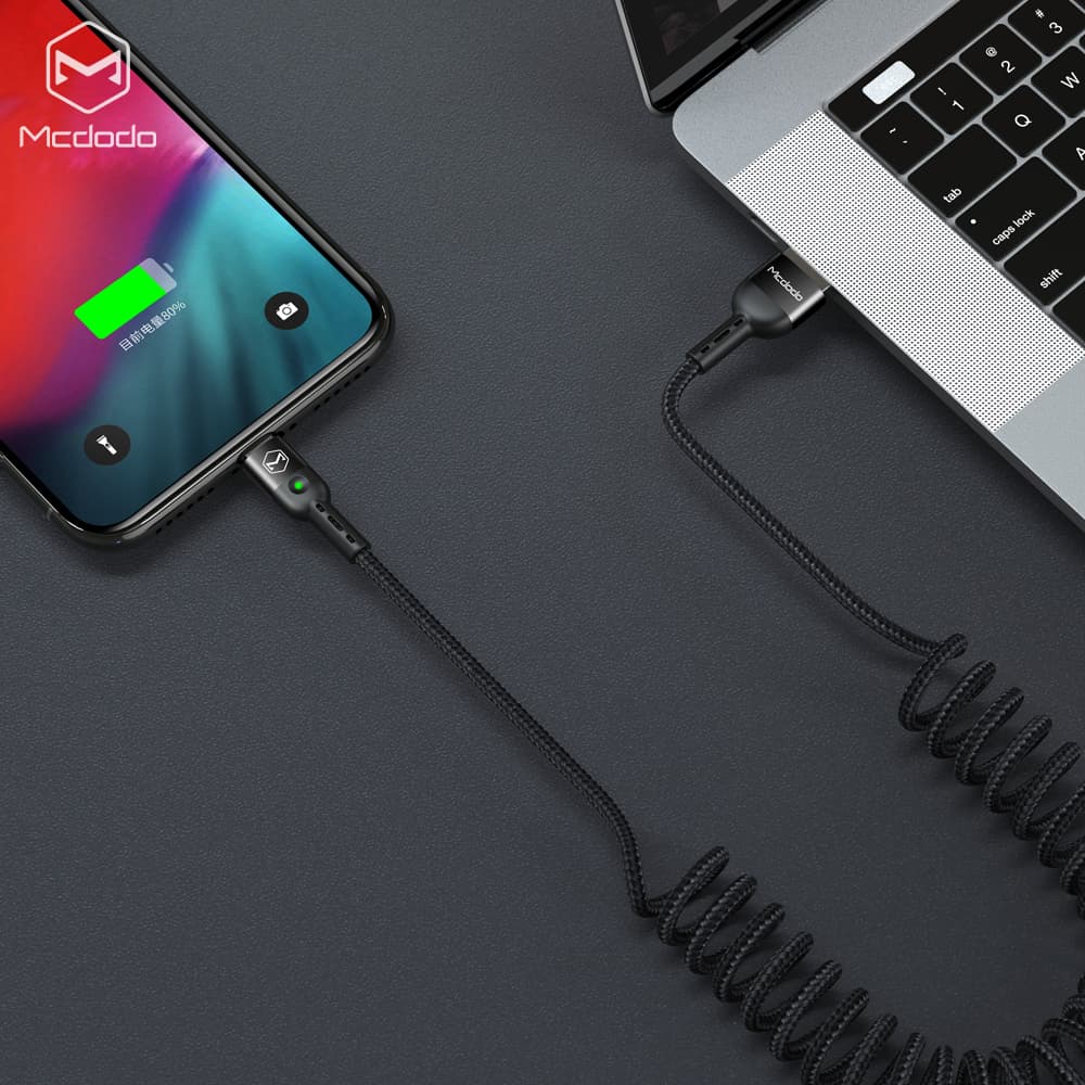 کابل شارژ و انتقال داده فنری USB به تایپ سی مک دودو مدل MCDODO CA-6420 طول 180 سانتیمتر — تصویر ۷