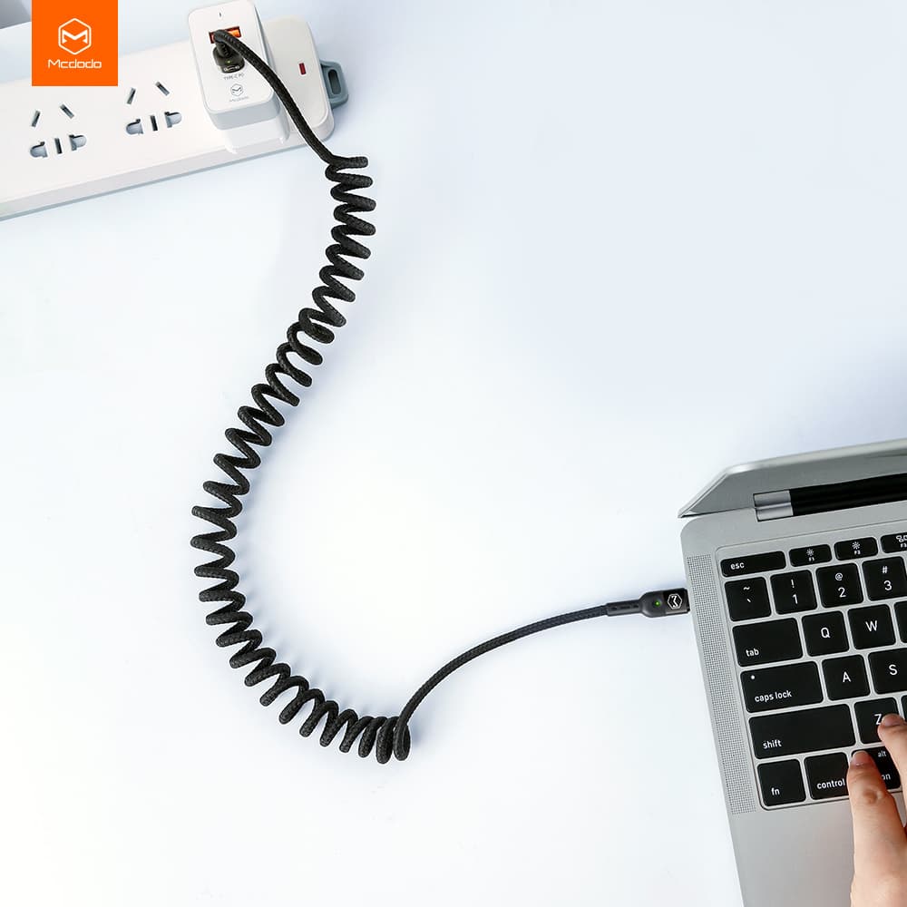 کابل شارژ و انتقال داده فنری تایپ سی به تایپ سی مک دودو مدل MCDODO CA-7860 طول 180 سانتیمتر — تصویر ۲