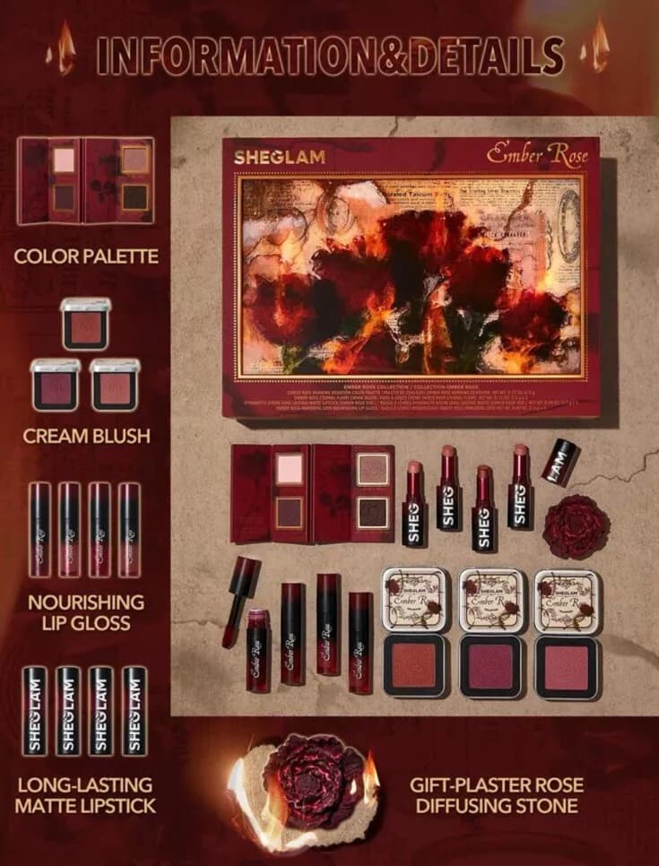 پک کامل آرایشی امبر زر (ست- کالکشن) شیگلم مدل:Ember Rose Collection — تصویر ۳