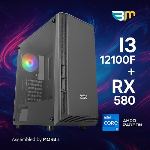 کیس گیمینگ I3 12100F RX 580 دراگون‌پی‌سی — تصویر ۳