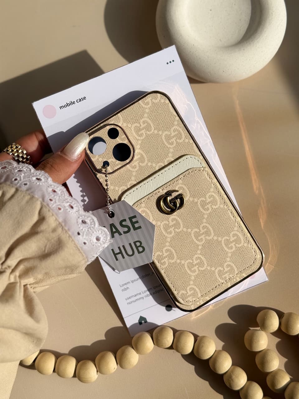 قاب موبایل Gucci GG جاکارتی دار برای گوشی های آیفون — تصویر ۶