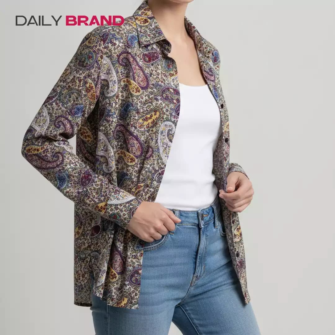 شومیز نخی گل ریز زنانه | شومیز تابستانی طرح‌دار DailyBrand — تصویر ۲