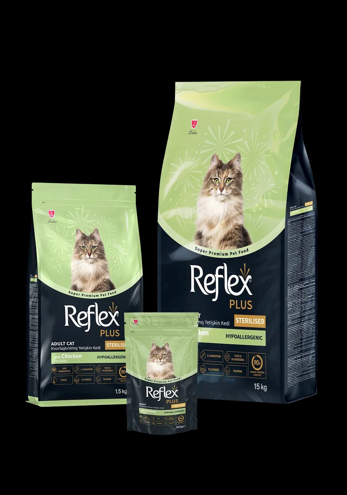 غذای خشک گربه عقیم شده رفلکس پلاس با طعم مرغ (Reflex Plus Sterilized Chicken) – وزن ۱.۵ کیلوگرم