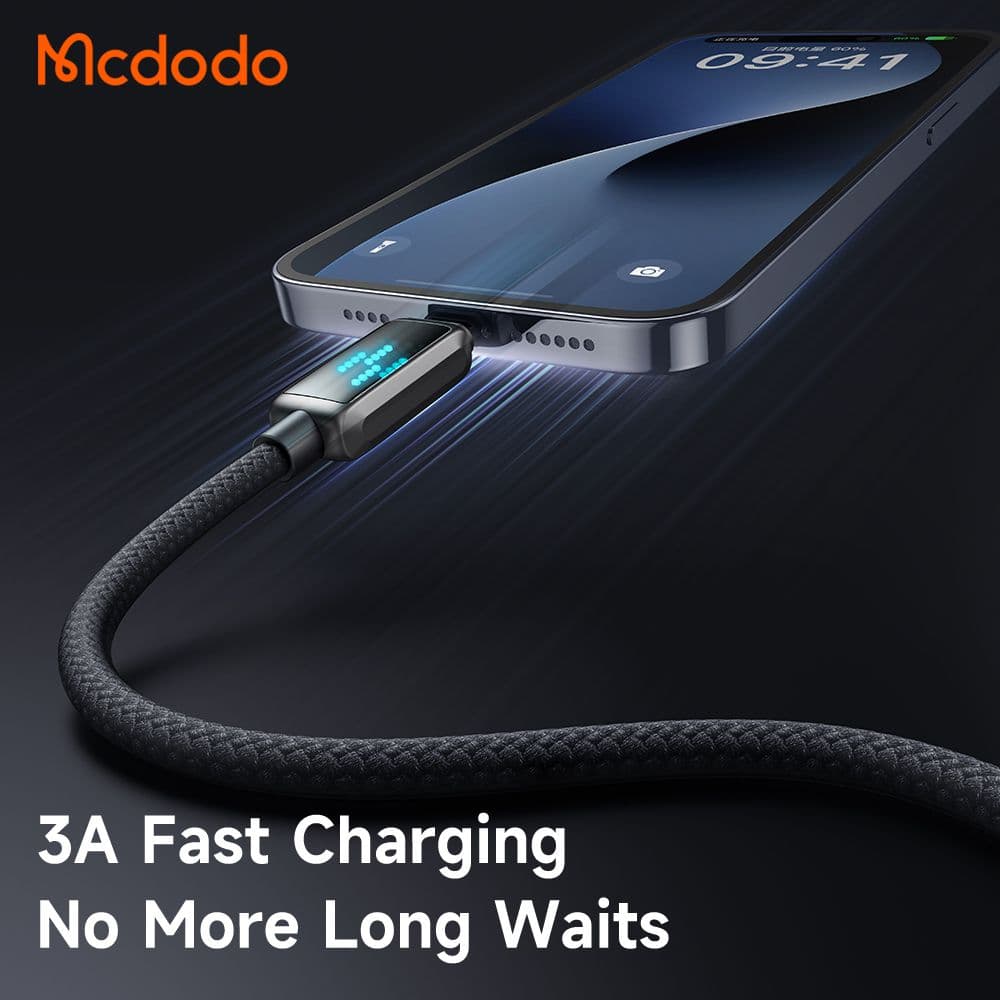 کابل شارژ سریع لایتنینگ 3 آمپر مک دودو مدل MCDODO CA-5250 نمایشگر دیجیتال 1.2متر — تصویر ۷
