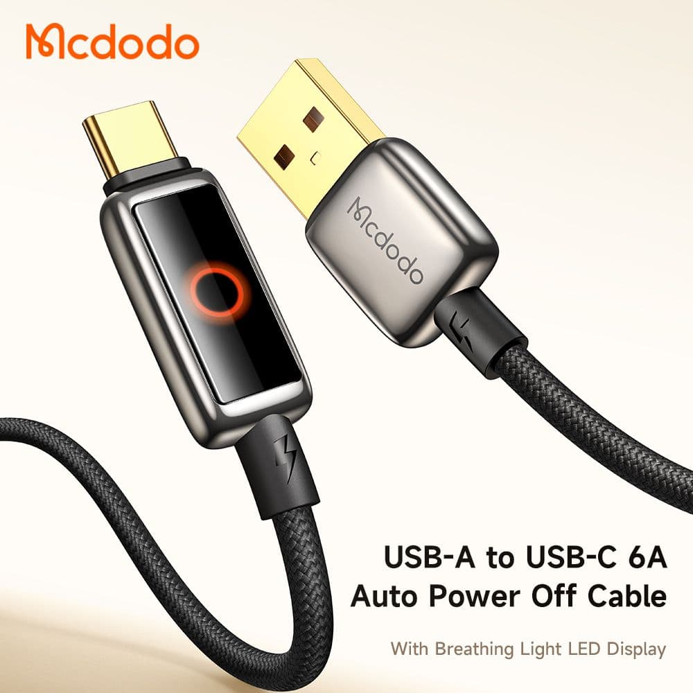 کابل شارژ سریع USB به تایپ سی 100وات قطع کن اتومات 6 آمپر مک دودو مدل MCDODO CA-6650 طول 1.2متر — تصویر ۳