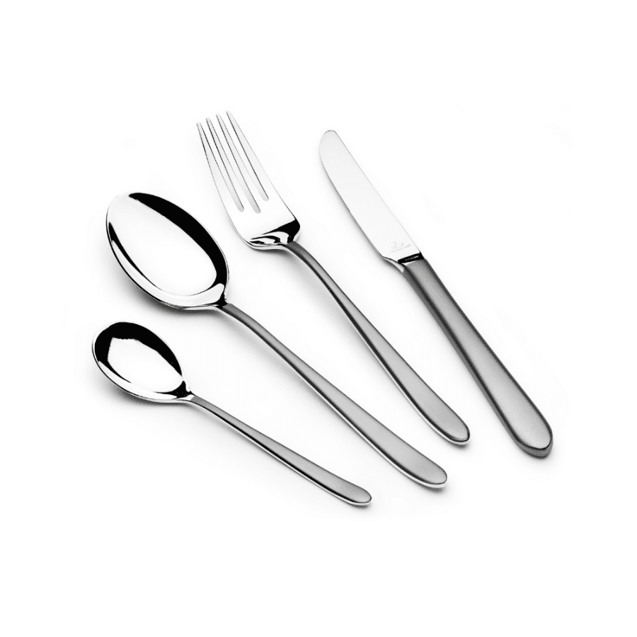 سرویس قاشق چنگال پایه‌دار 38 پارچه عرشیا نقره‌ای مدل TM1401S-2085