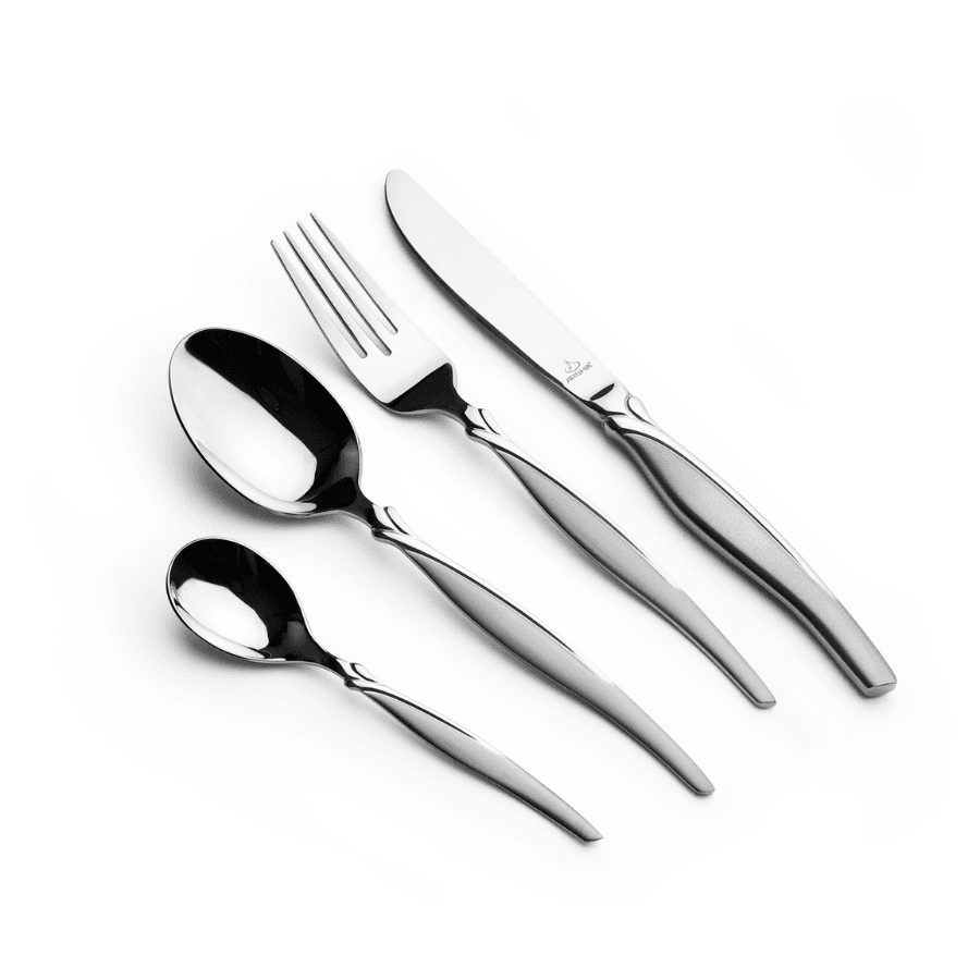 سرویس قاشق چنگال 24 پارچه عرشیا نقره‌ای مدل TM145S-2080