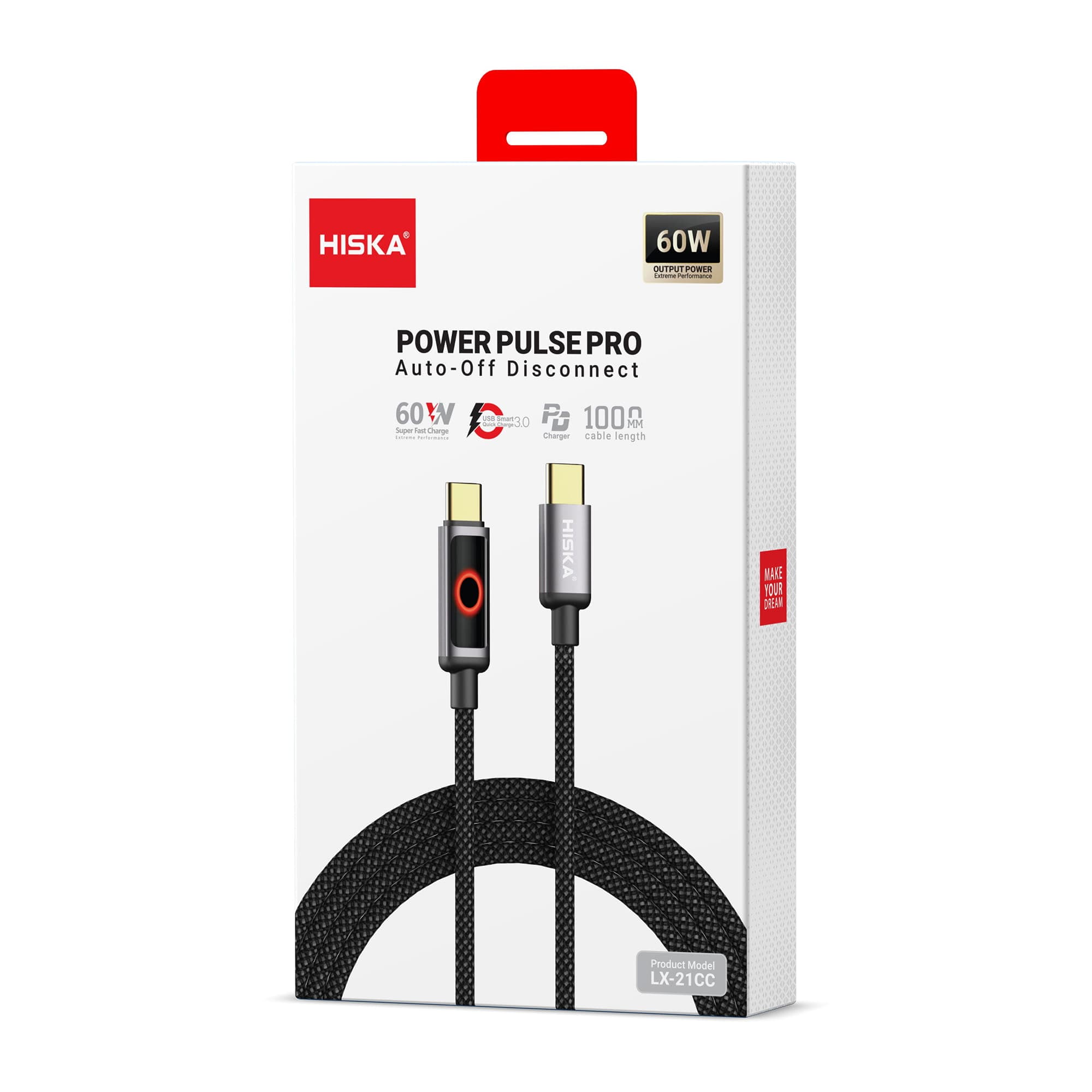 کابل دوسر تایپ سی فست شارژ 60W طول 1 متر هیسکا مدل LX-21CC — تصویر ۲