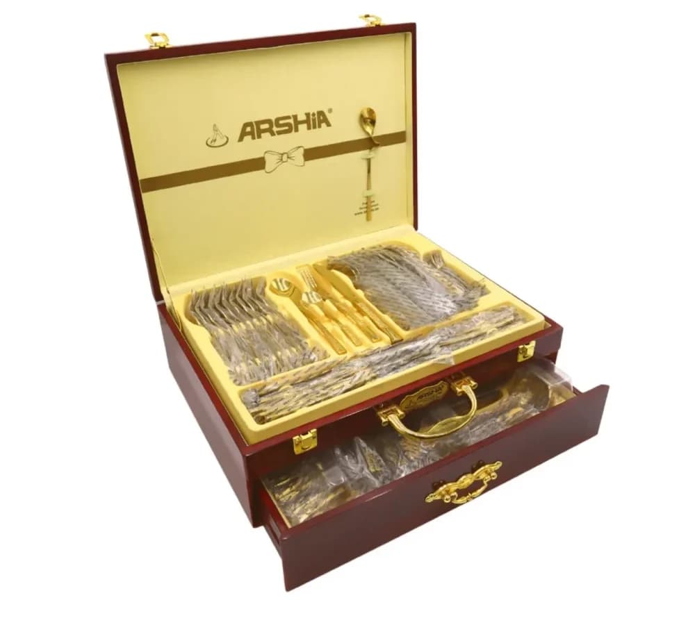 سرویس قاشق و چنگال استیل مات ۹۵ پارچه عرشیا مدل TM1401M-3353 — تصویر ۳