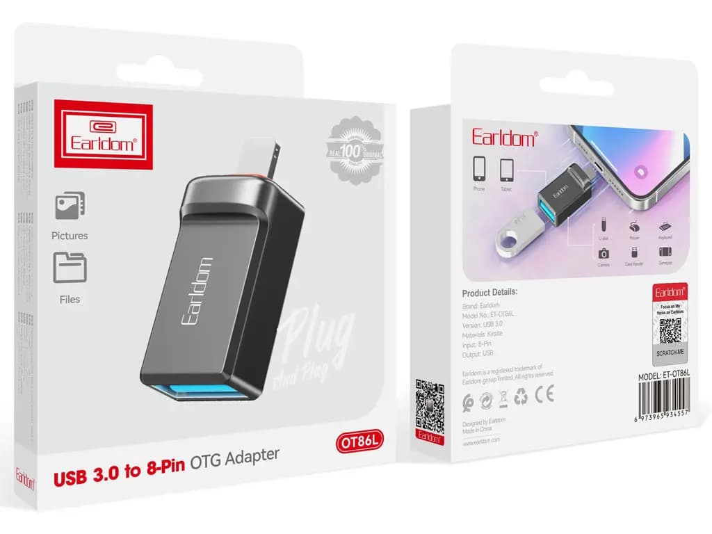 تبدیل USB به لایتنینگ ارلدام مدل ET-OT86L — تصویر ۳