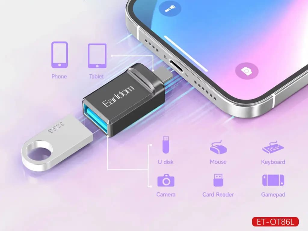 تبدیل USB به لایتنینگ ارلدام مدل ET-OT86L — تصویر ۲