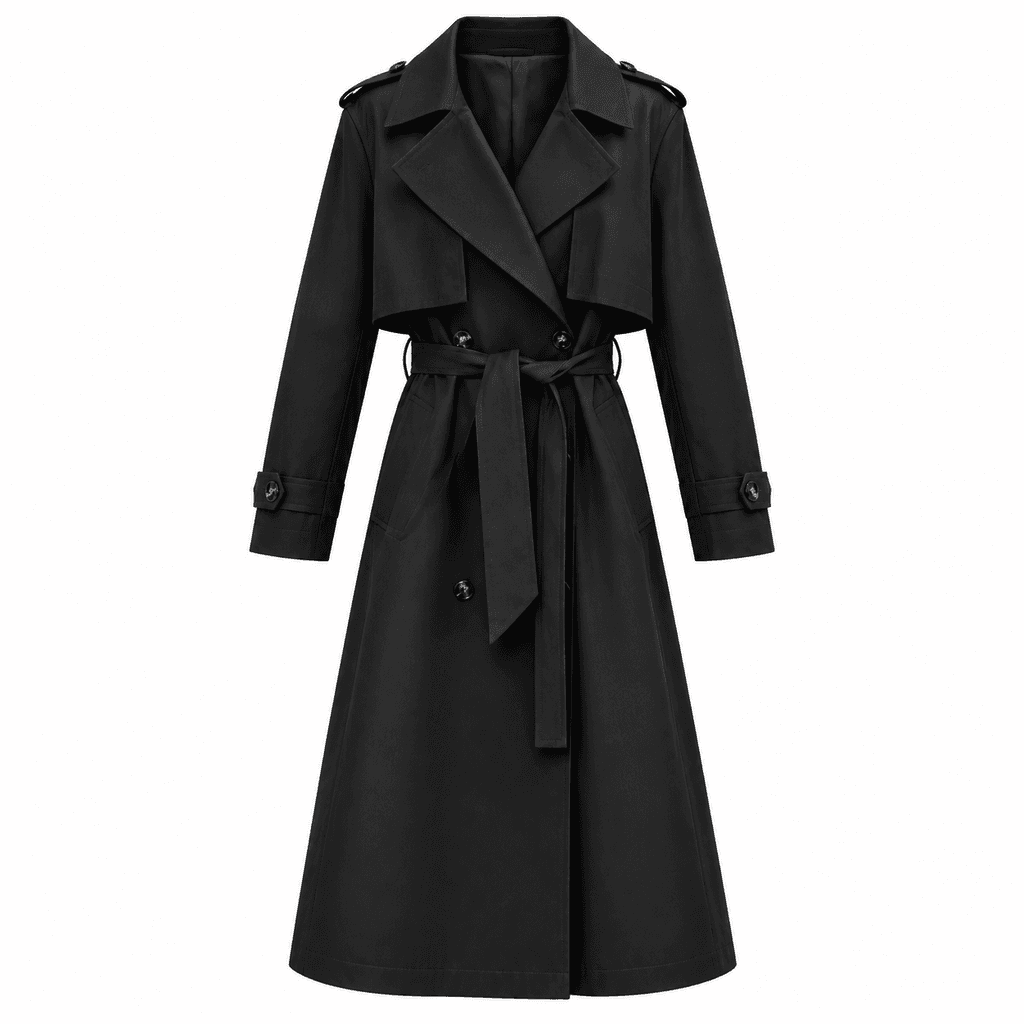ترنچ‌کت بلند زنانه – کمربنددار بژ کلاسیک (Long Beige Trench Coat) — تصویر ۴
