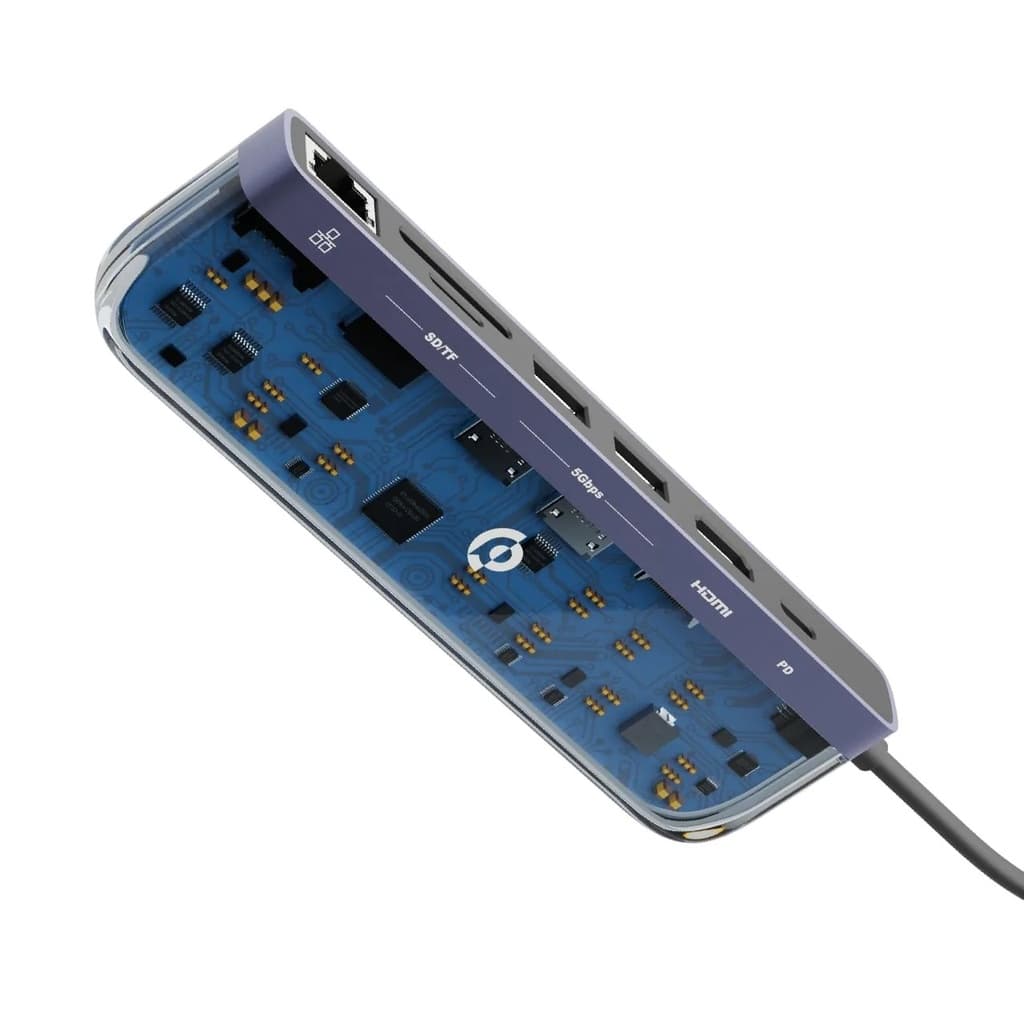 هاب تایپ سی 7 پورت کریستالی پاورولوژی Powerology 7 in 1 Multi Hub Crystalline Series P71USHTP — تصویر ۳