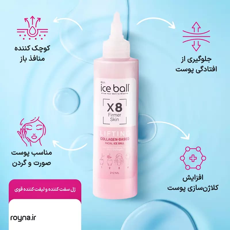 ژل سفت و لیفت کننده قوی پوست آیس بال صورتی مدل X8 حجم 212 میلی لیتر — تصویر ۲