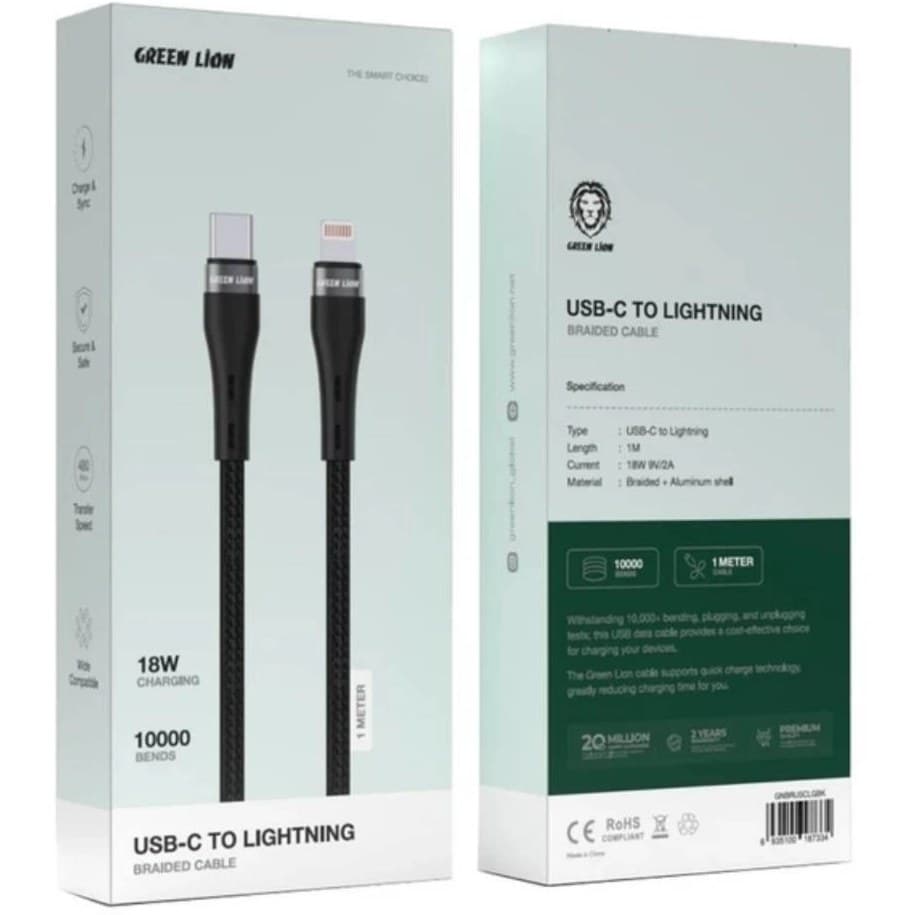 کابل تبدیل USB-C به لایتنینگ گرین لاین مدل GNBRUSCLGBK طول 1متر