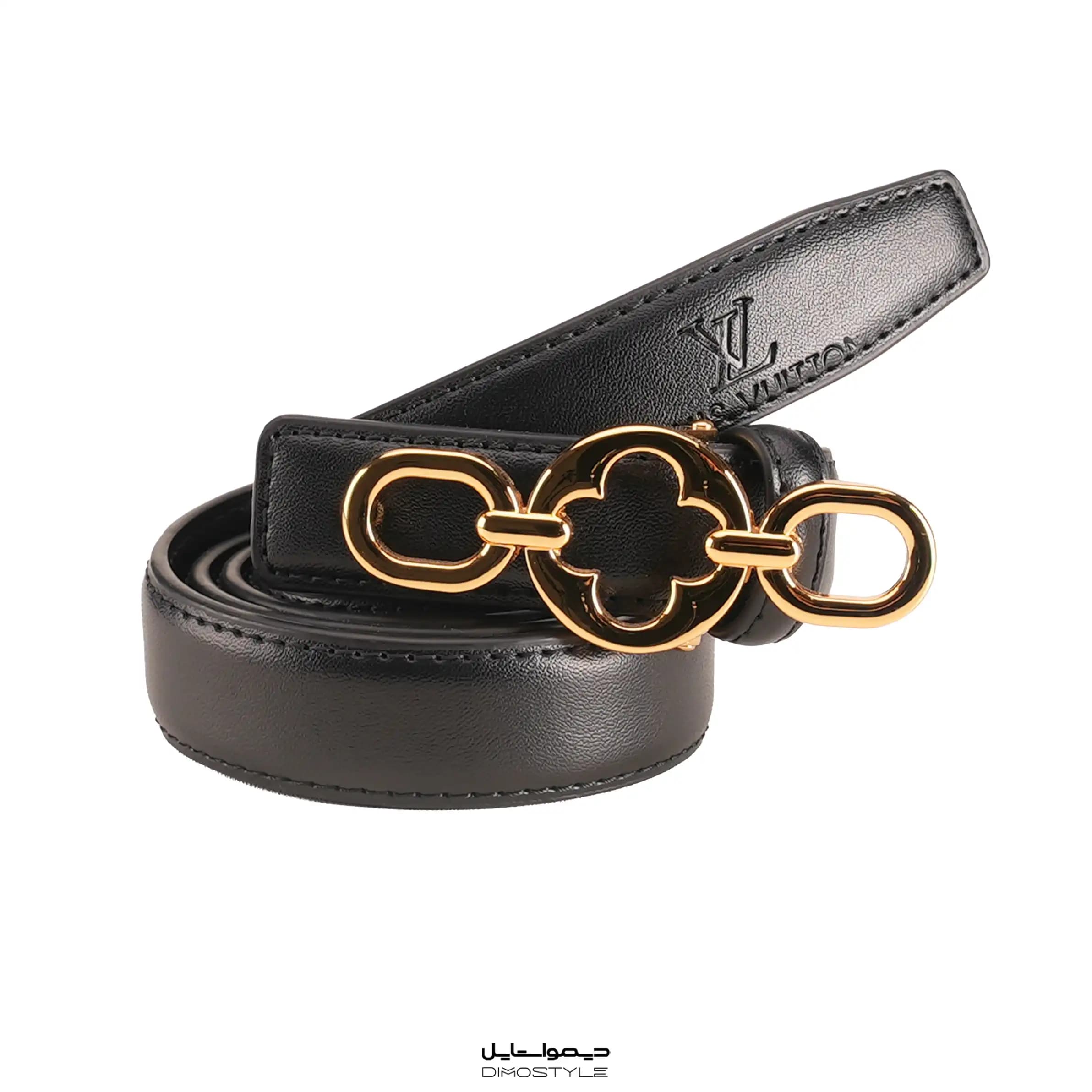 کمربند زنانه Louis Vuitton طرح LV مدل زنجیری — مشکی