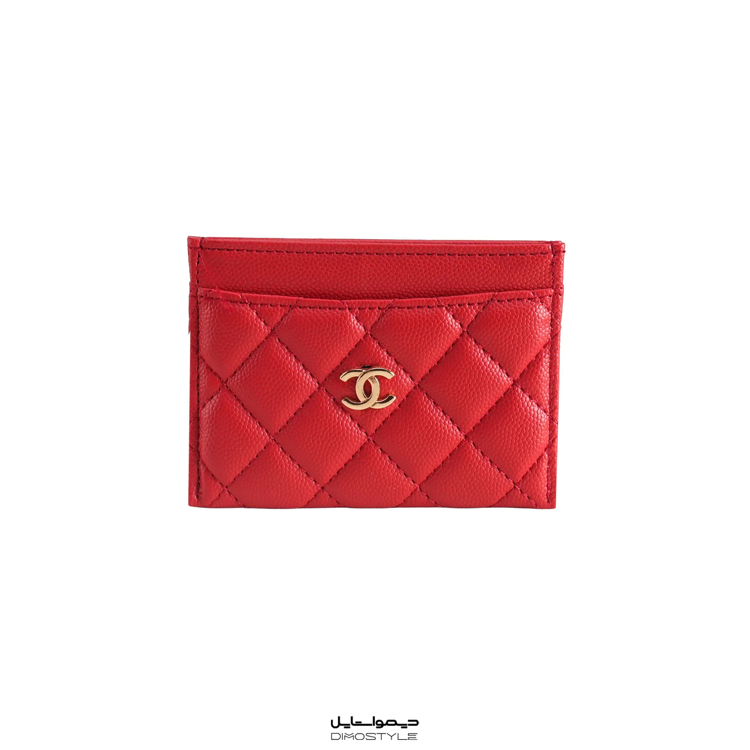 کارت‌هولدر زنانه طرح شنل (Chanel) — قرمز با سگک طلایی