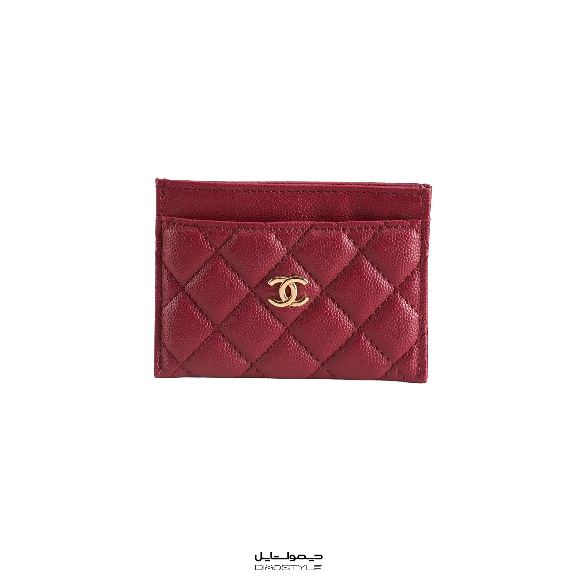 کارتهولدر زنانه طرح شنل (Chanel) — زرشکی با سگک طلایی — تصویر ۲