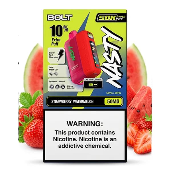 پاد یکبار مصرف 50 هزار پاف توت فرنگی هندوانه نستی | Nasty Strawberry watermelon 50K Pod