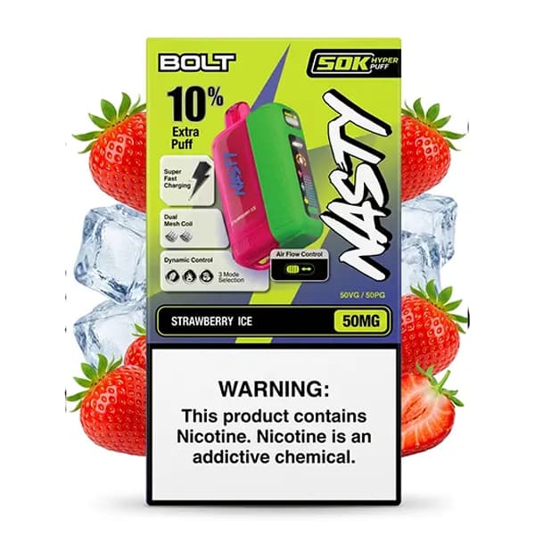 پاد یکبار مصرف 50 هزار پاف توت فرنگی یخ نستی | Nasty Strawberry Ice 50K Pod