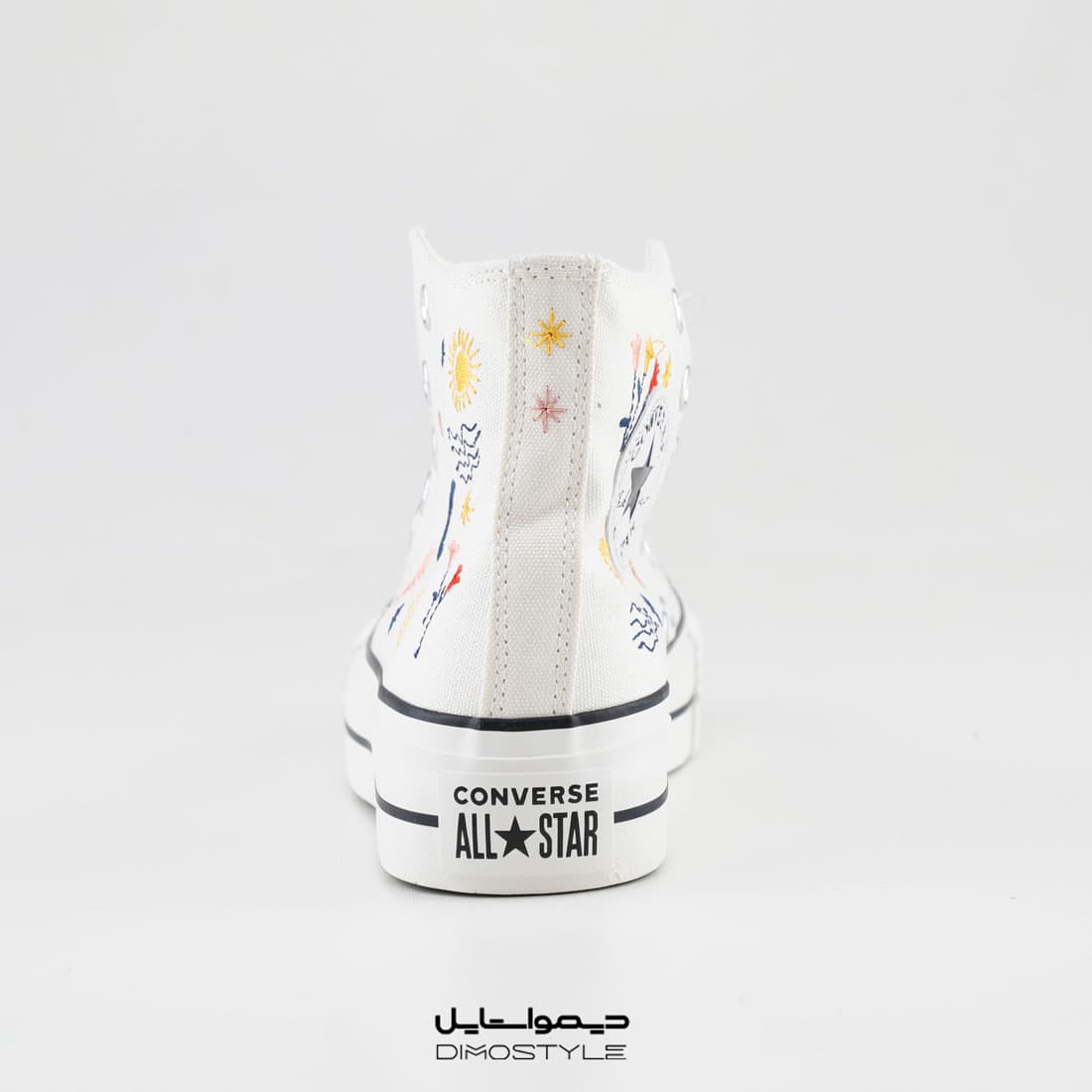کفش اسپرت کانورس زنانه ساق مدل ماه خورشید سفید CONVERSE BEIGE/WHITE — تصویر ۴