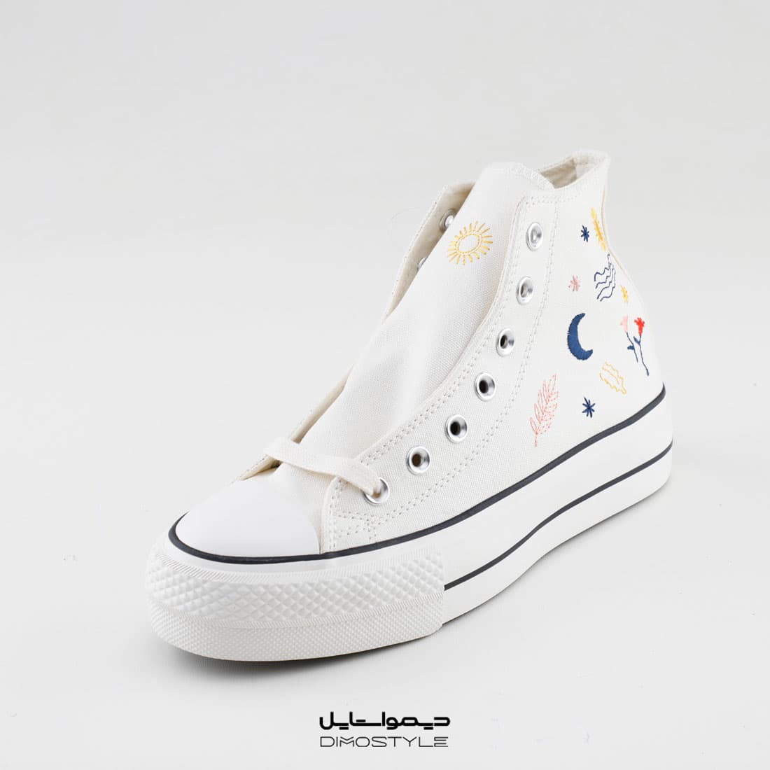 کفش اسپرت کانورس زنانه ساق مدل ماه خورشید سفید CONVERSE BEIGE/WHITE — تصویر ۳