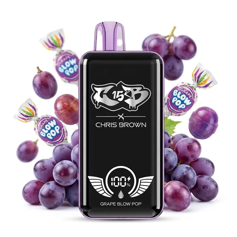 پاد یکبار مصرف انگور آبنبات 15000 پاف شارژر وایرلس کریس برون | CHRIS BROWN Grape Blow Pop