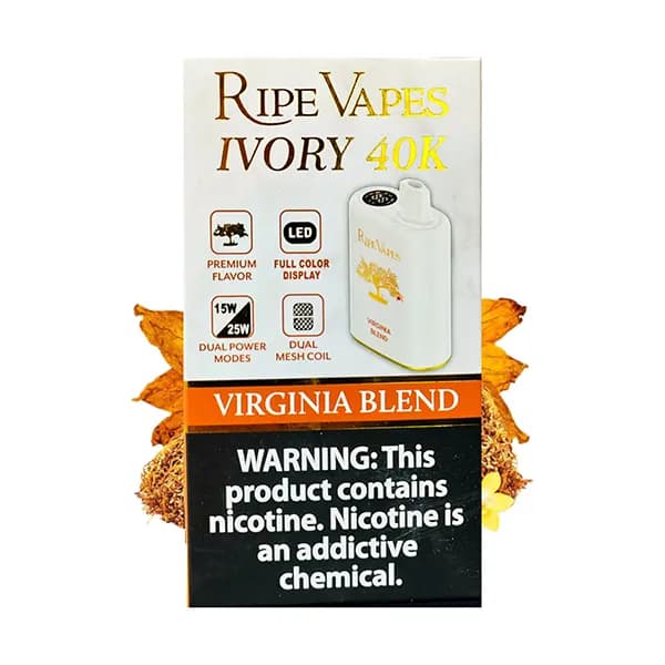 پاد یکبار مصرف 40 هزار پاف تنباکو ویرجینیا بلند رایپ ویپز | Ripe Vapes Ivory 40K Virginia Blend