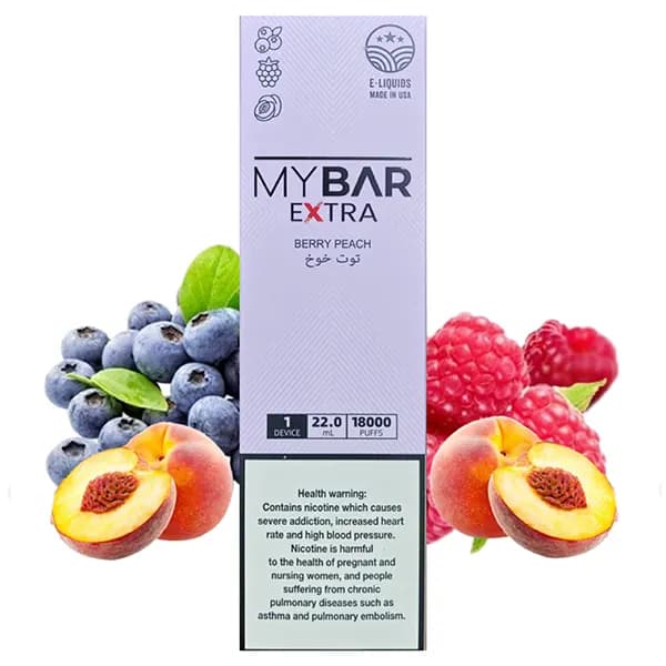 پاد یکبار مصرف 18000 پاف میکس بری هلو مای بار | MYBAR Extra Berry Peach — تصویر ۲