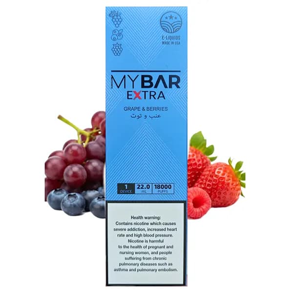 پاد یکبار مصرف 18000 پاف انگور میکس بری مای بار | MYBAR Extra Grape & Berries — تصویر ۲