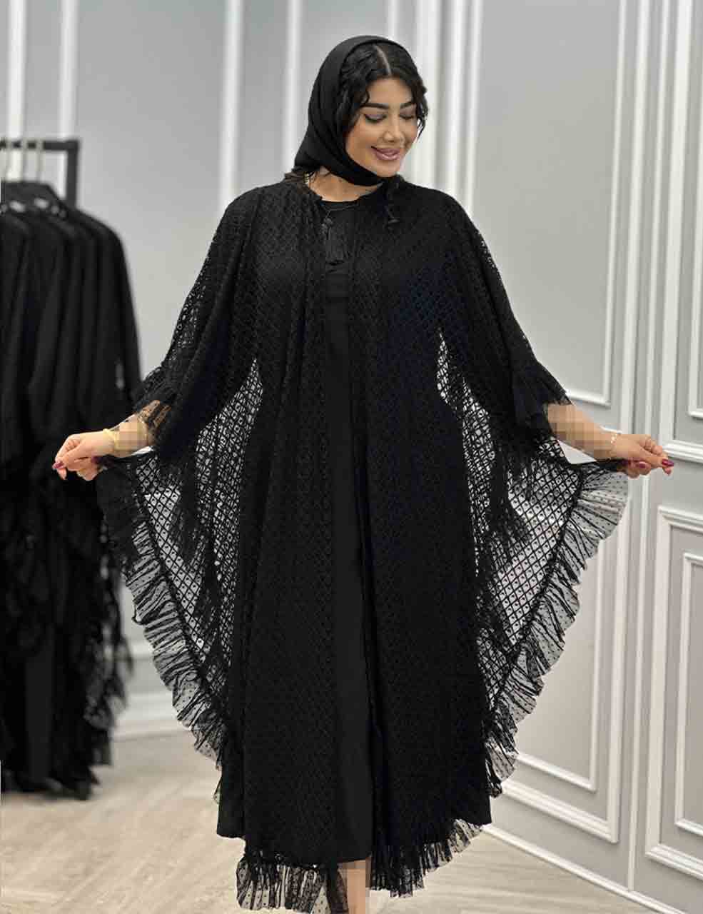 ست دوتیکه سارافون و شنل مجلسی زنانه مدل الماس_شیکان کده