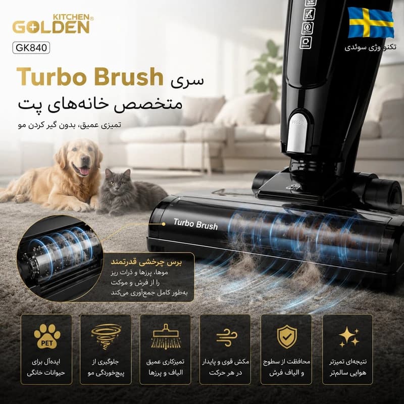 جاروبرقی پرتابل 1000 وات گلدن کیچن مدل GK840 — تصویر ۲