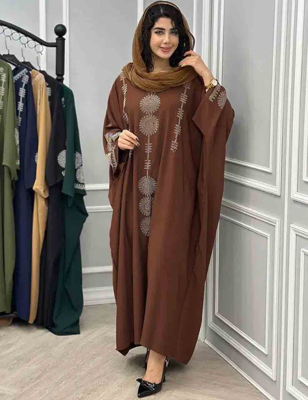 عبا زنانه مجلسی نگین رنگین کمان – شیکان کده — تصویر ۵