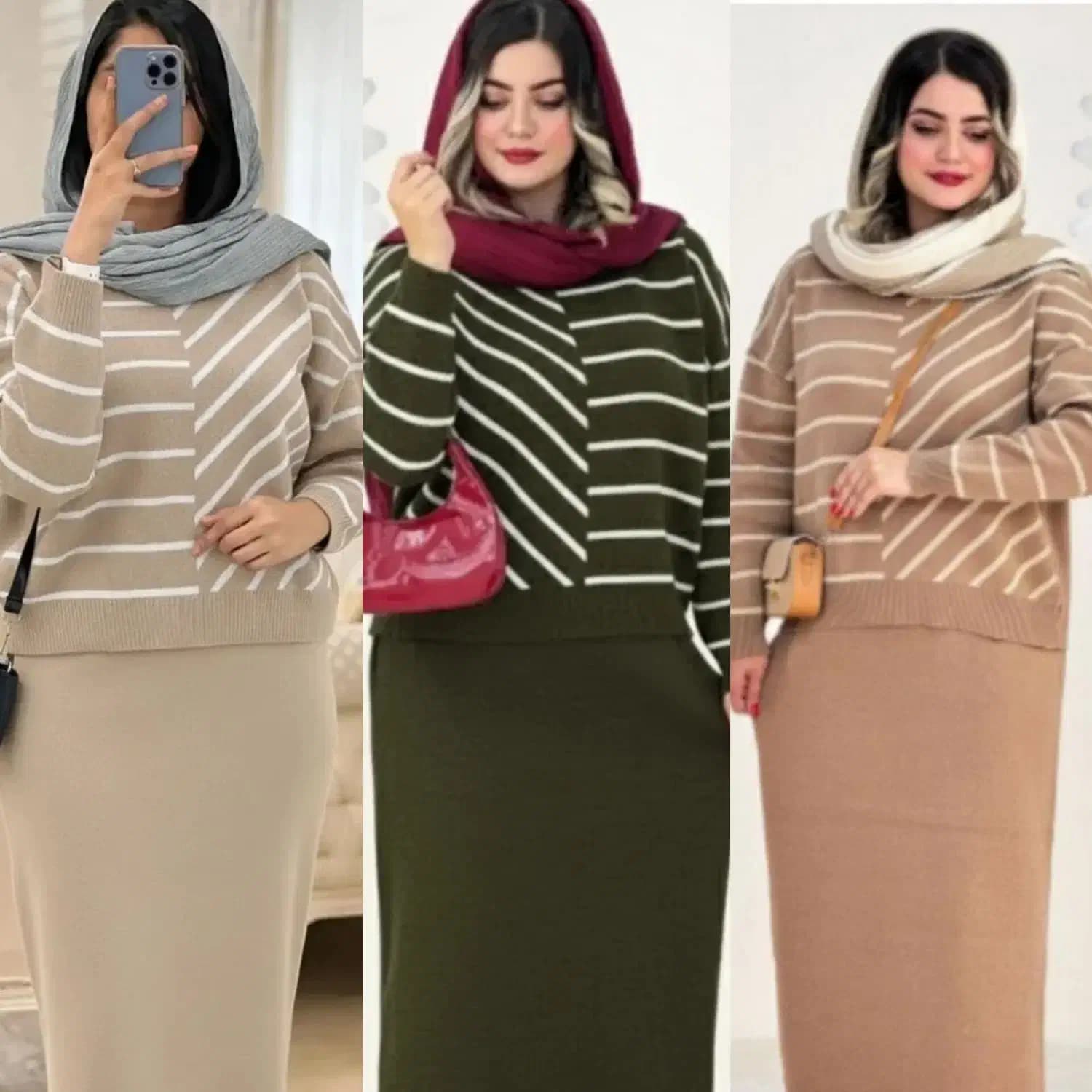 ست بافت شومیز دامن طناز_شیکان