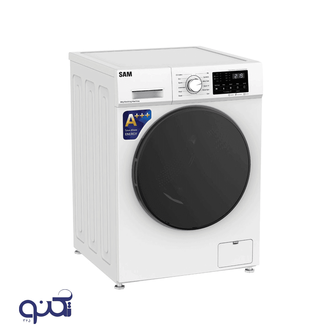 ماشین لباسشویی سام 8 کیلویی مدل UN-Q1435W رنگ سفید — تصویر ۴