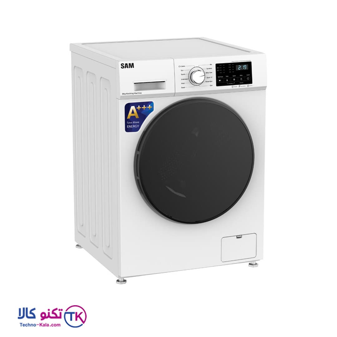 ماشین لباسشویی سام 8 کیلویی مدل UN-Q1435W رنگ سفید — تصویر ۸