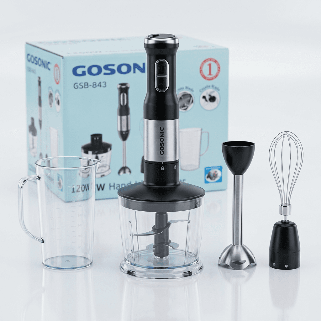 گوشتکوب برقی 3 کاره گوسونیک مدل GSB-845 با ضمانت نامه شرکتی و تیغه 4 پر ضد زنگ