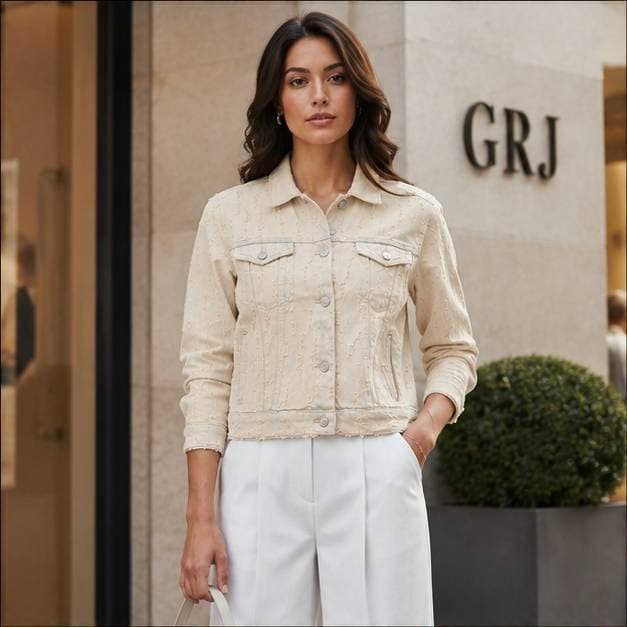 کت جین کرم زاپدار فری سایز GRJ