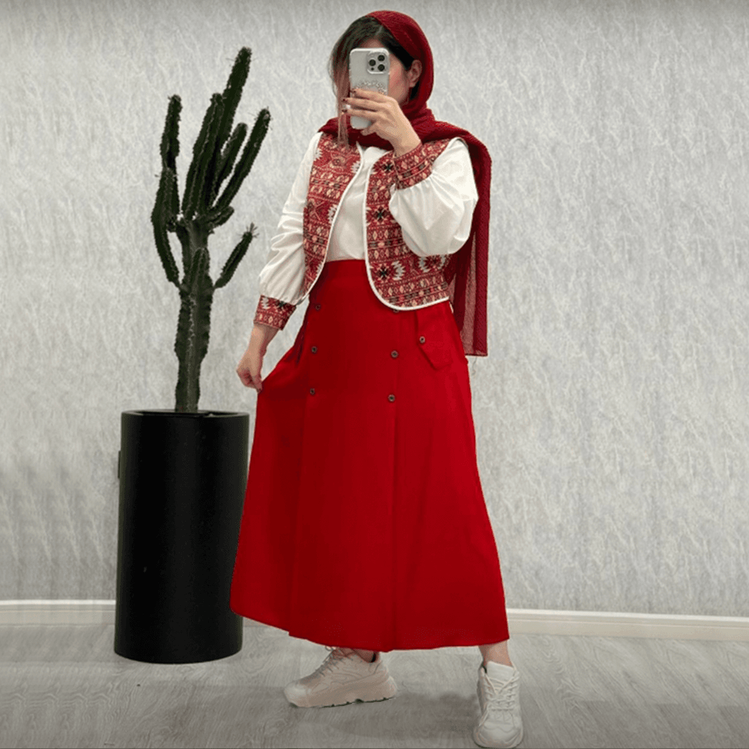 ست ژیله شومیز دامن زنانه سنتی یلدایی_شیکان — تصویر ۴
