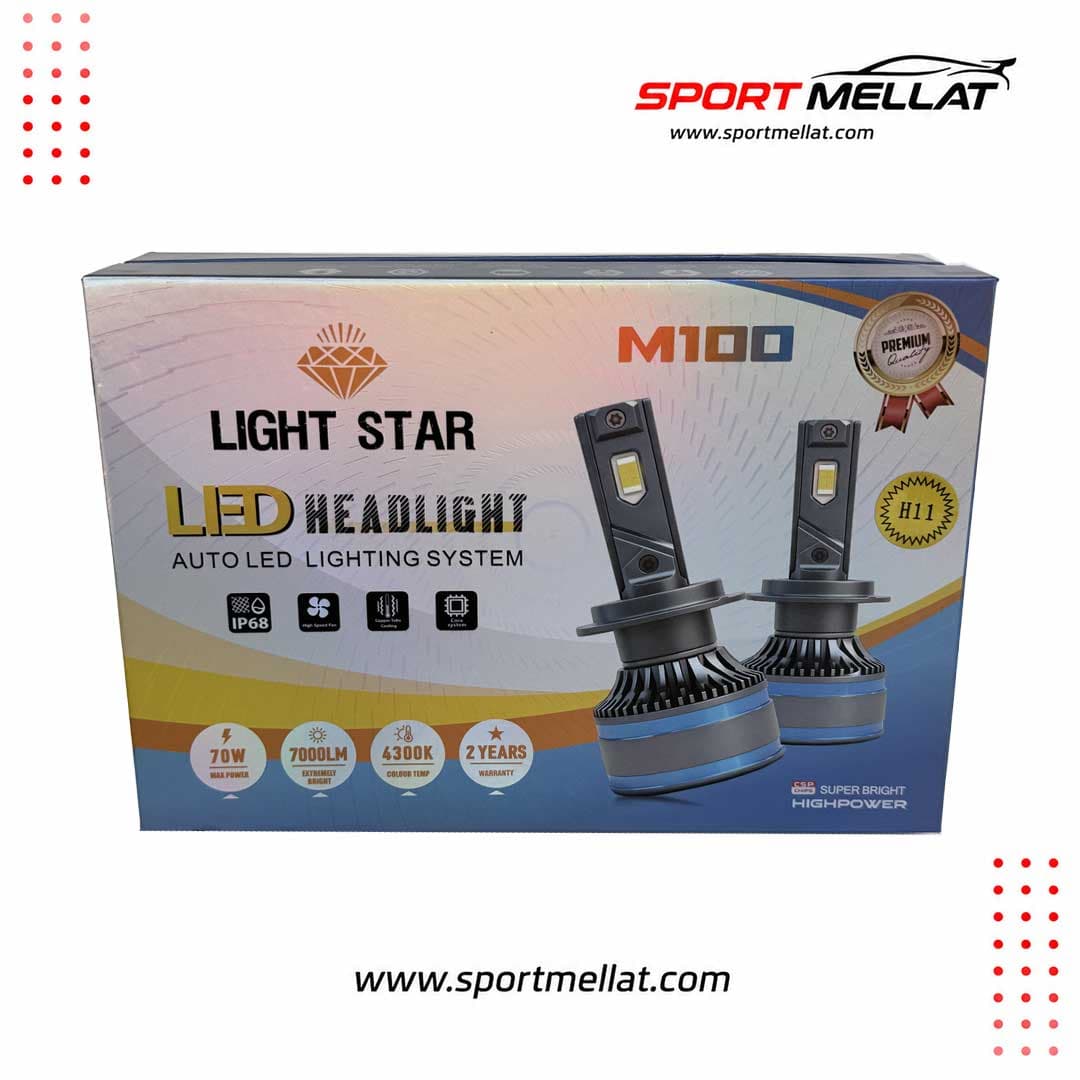 هدلایت لایت استار M100 آفتابی پایه H11 H8 — تصویر ۴
