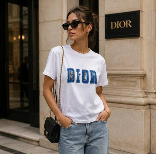 تیشرت آستین کوتاه سفید DIOR