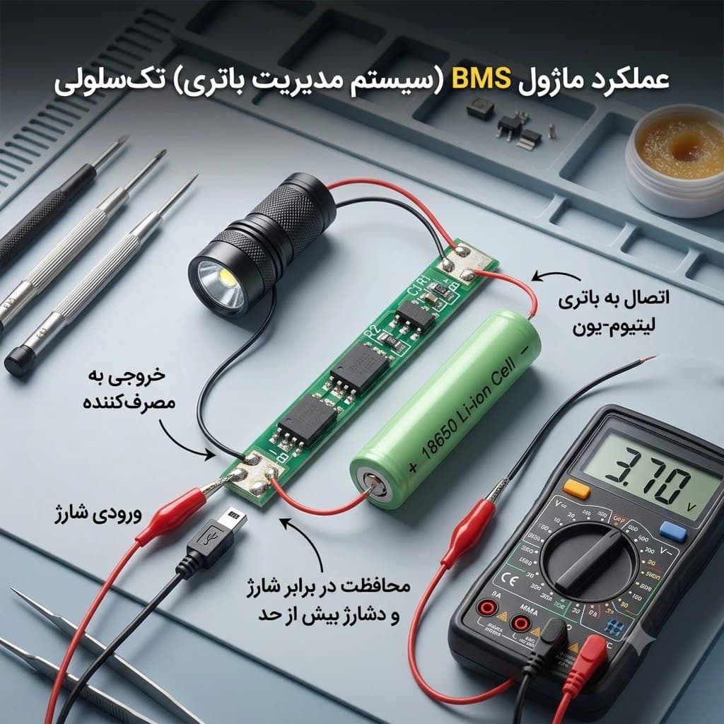 ماژول شارژ باتری لیتیوم تک سل (4.2 ولت) 4 امپر — تصویر ۴