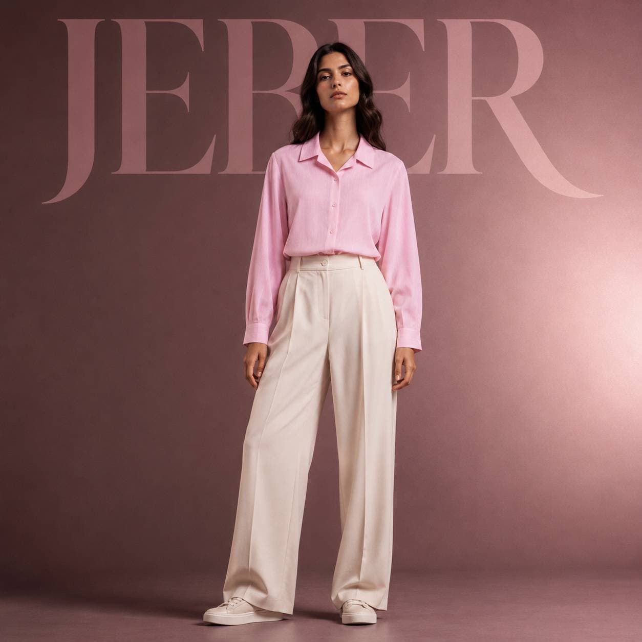 شومیز آستین بلند زنانه برند JEBER (صورتی ساده)