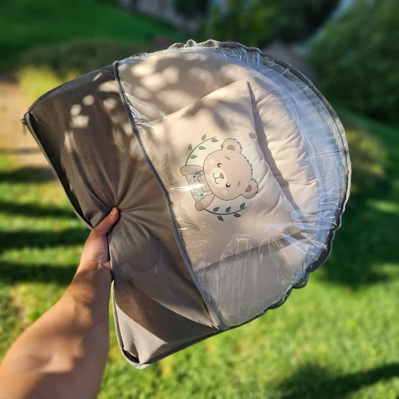 پشه بند تشک دار عروسکی خرس سبز — تصویر ۵