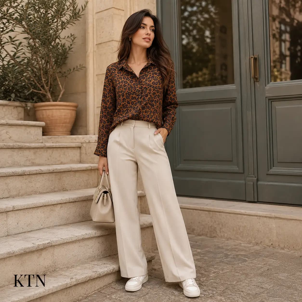 شومیز آستین بلند پلنگی ktn