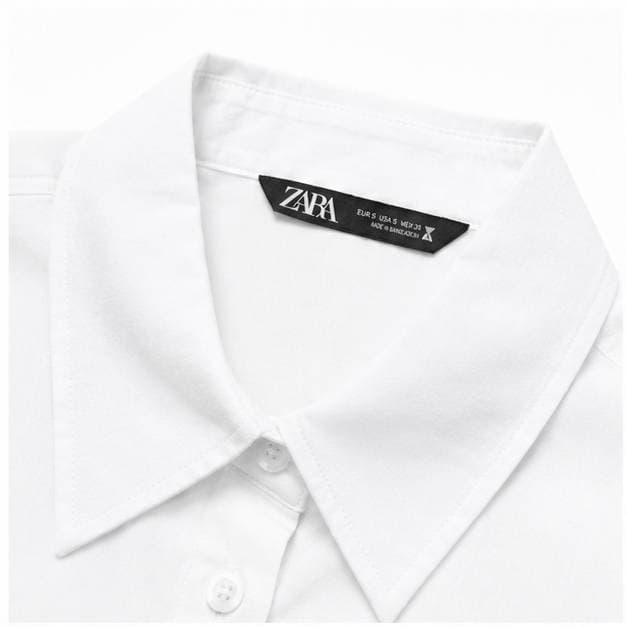 شومیز آستین بلند کراپ سفید پوپلین zara — تصویر ۶