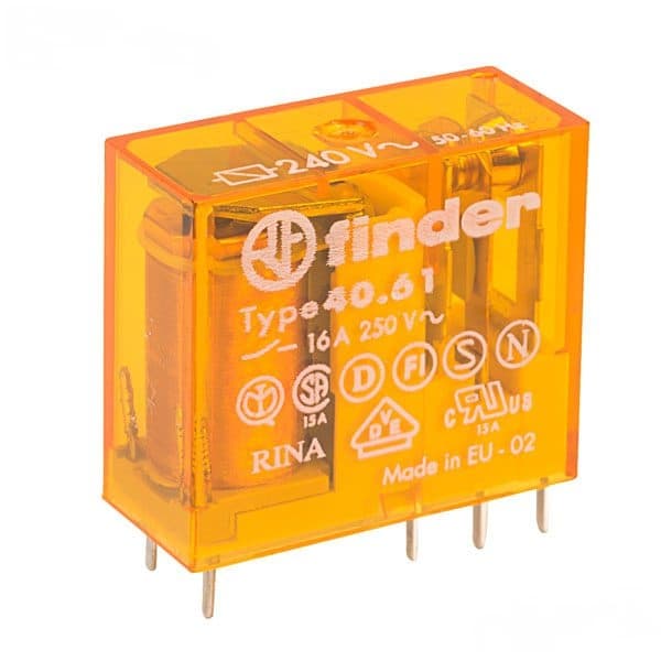 رله فیندر 230 ولت AC دو کنتاکت 16 آمپر (Finder(40.61