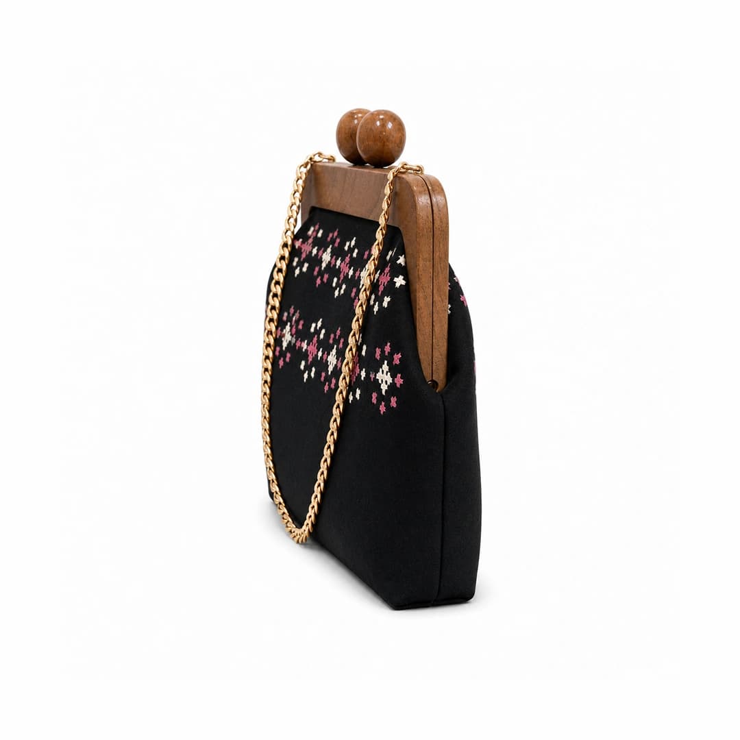 کیف دستی دهانه چوبی مدل دلارا — تصویر ۲