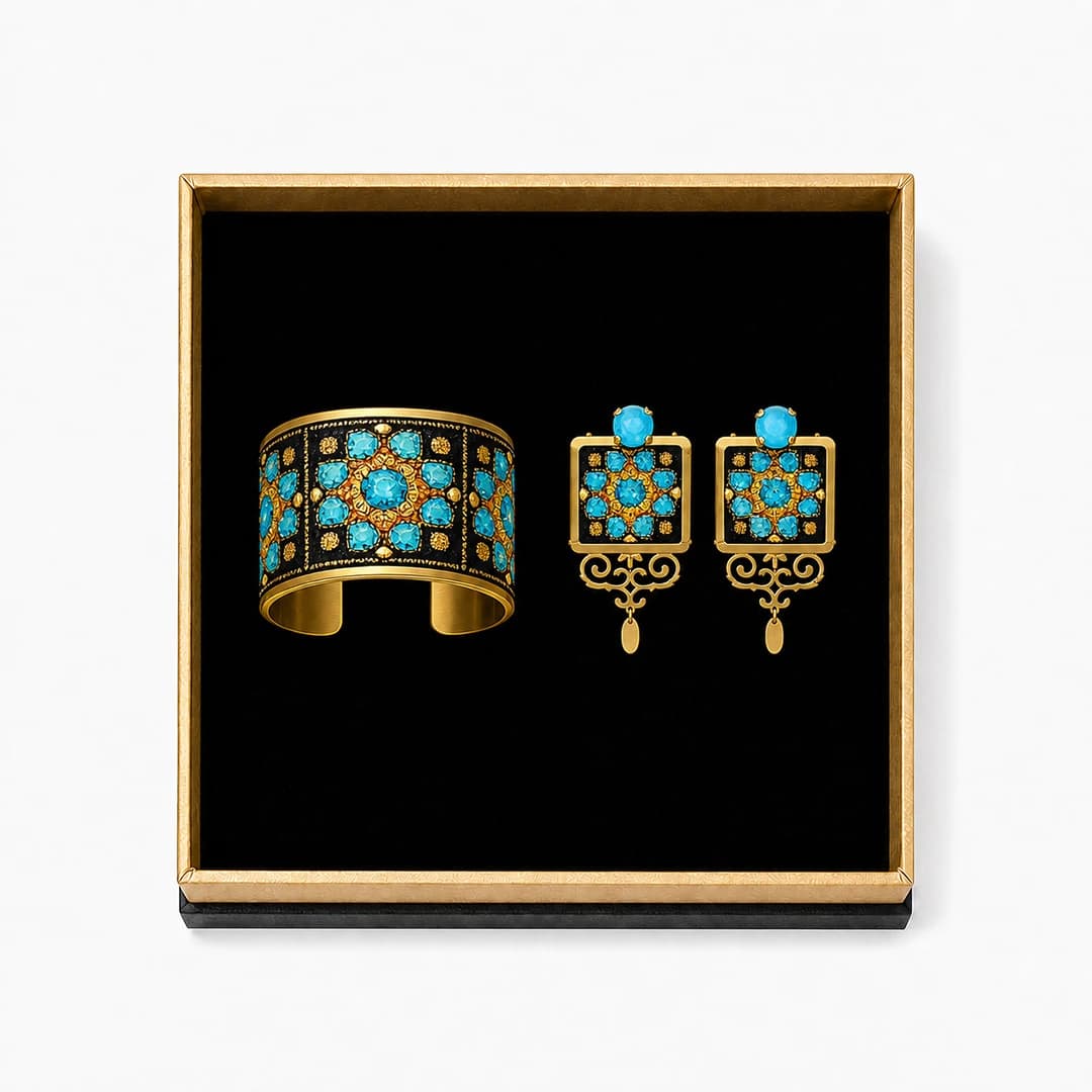 ست بنگل و گوشواره طرح فیروزه — تصویر ۴