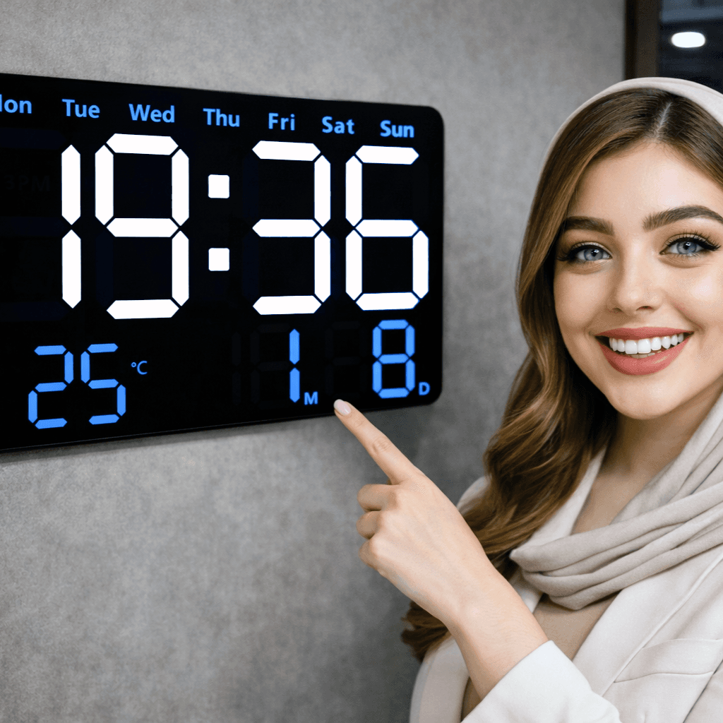 ساعت دیجیتال LED دیواری و رومیزی مدل 6652 با سایز غول پیکر با ریموت کنترل
